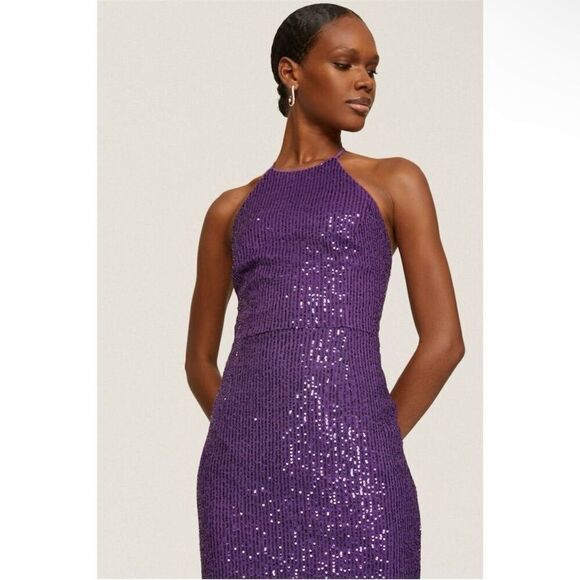 TOCCIN X RTR | Purple Sequin Asymmetrical Dress Women’s Size 8 - Picture 4 of 14